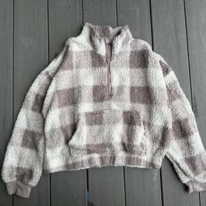 Cozy brown and white plaid